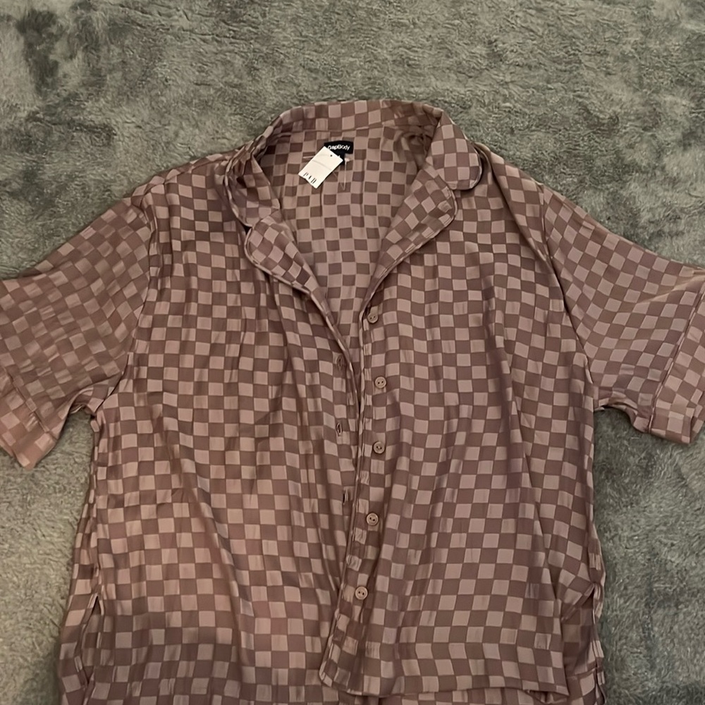Brown Checkered Button Down